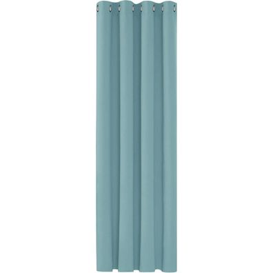 Deconovo Blickdichter Ösenvorhang für Wohnzimmer, 160x132 cm, Himmelblau, 1