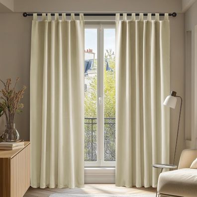 Deconovo Verdunkelungsvorhänge mit Schlaufen, 290x140 cm, Beige, 2er Set