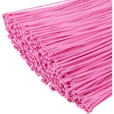 XINGO 1000 Stück Kabelbinder Rosa, 200mm x 4.8mm, 22,7 kg Zugfestigkeit