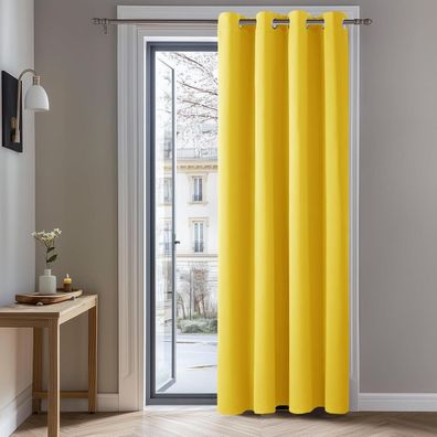 Deconovo Verdunkelungsgardinen mit Ösen, Senfgelb, 229x132 cm (1 Stück)