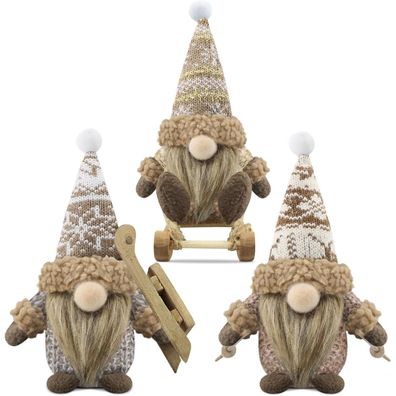 Gehydy Weihnachtswichtel Figuren 3er Set - Gemütliche Weihnachtsdekoration für
