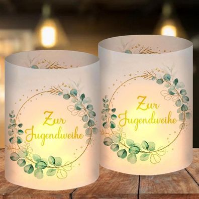 12er Set Windlicht Tischdeko Jugendweihe, Deko Junge/Mädchen, Gastgeschenk
