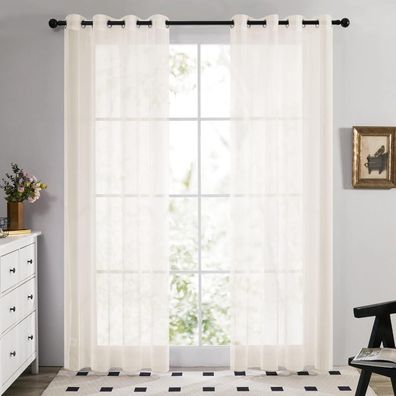 Deconovo 2er Pack Kinderzimmer Vorhänge mit Ösen, pfirsichfarben/Beige, 140x290