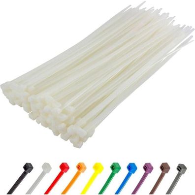 Gocableties Kabelbinder 100 Stück, Weiß/Naturfarben Transparent, 300 mm x 7,6
