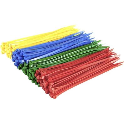 Gocableties Kabelbinder 300 mm x 4.8 mm, 200 Stück, Rot, Grün, Blau, Gelb