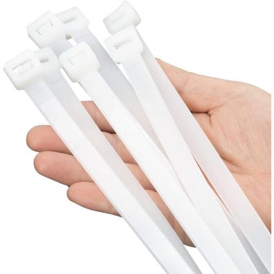 XINGO 40 Stück Kabelbinder Weiß, 500mm x 12mm breit, UV-beständig, hohe