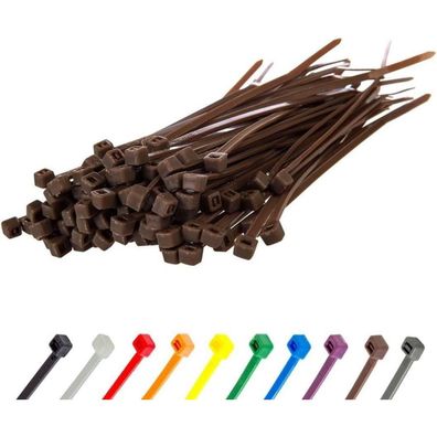Gocableties Kabelbinder Braun 200 mm x 2,5 mm, 100 Stück, UV Beständig, 8,1 kg