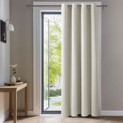 Deconovo Verdunkelungsvorhang 260x140 cm Hellbeige - Thermogardine mit Ösen für