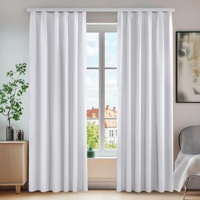 Deconovo Verdunkelungsvorhänge mit Kräuselband, 2er Set, 245x140 cm, Silber Grau