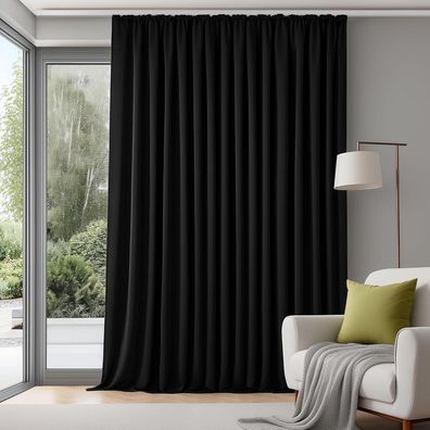 Deconovo Extra Breite Thermogardine 175x280 cm Schwarz, Blickdicht mit