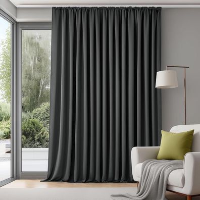 Deconovo Extra Breite Thermogardine Dunkelgrau 175x280 cm, Blickdicht mit