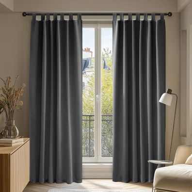 Deconovo Verdunkelungsgardinen Schlaufenschal Thermo Gardinen, 2er Set, 200x140