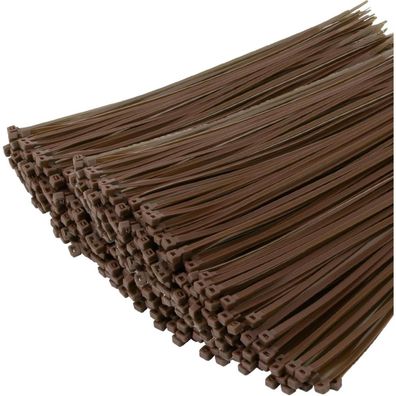 XINGO Kabelbinder Braun, 1000 Stück, 300mm x 4.8mm, 22,7 kg Zugfestigkeit