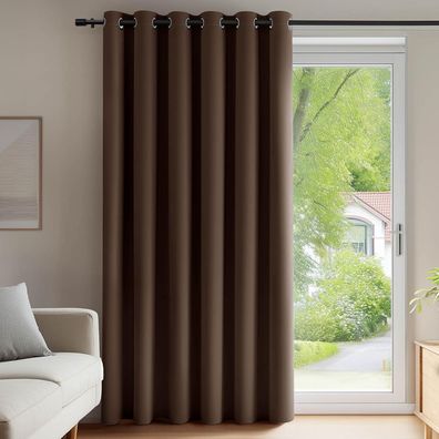 Deconovo Verdunklungsgardine Ösenvorhang 270x200 cm Braun - Lärmschutz