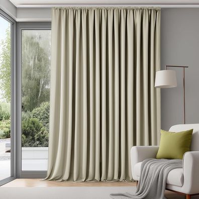 Deconovo Extra Breite Gardine 175x280 cm Beige, Blickdicht & Thermoschutz für