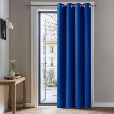 Deconovo Blickdichter Ösenvorhang 214x132 cm Königsblau - Thermogardine mit