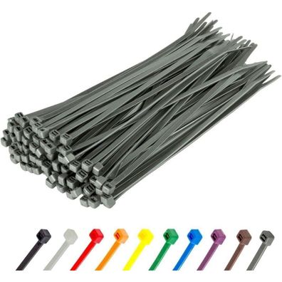 Gocableties Kabelbinder 100 Stück, 200 mm x 4,8 mm, Silber/Grau, UV Beständig