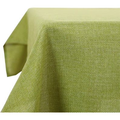 Deconovo Tischdecke Abwaschbar Leinenoptik, Wasserabweisend, 229x132 cm, Grün