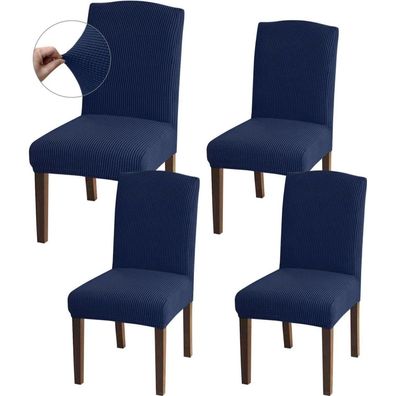 Granbest Stuhlhussen Set (4 Stück) - Marineblau, Hohe Dehnung, Jacquard