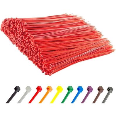 Gocableties Kabelbinder Rot, 300 mm x 4,8 mm, 1000 Stück, UV Beständig, 22,2 kg