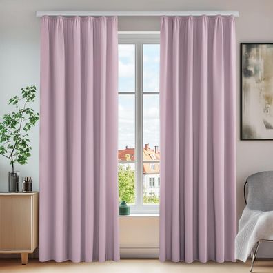 Deconovo Blickdichter Vorhang mit Kräuselband, Lärm- & Kälteschutz, 2er Set