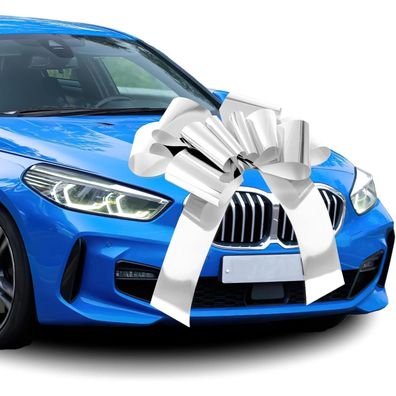 Moosono Große Silberne Geschenkschleife für Autos, Fahrräder & mehr (23 Zoll)