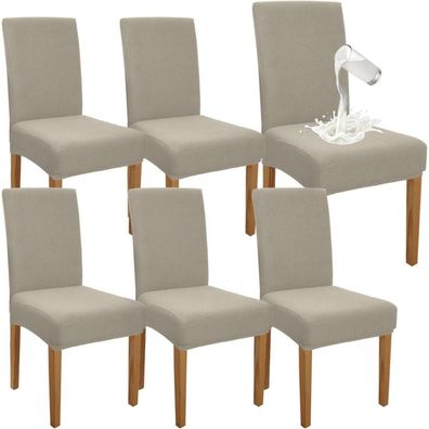 Granbest Premium Wasserdichte Esszimmerstuhlbezüge (6er Set, Sand) - Elastische