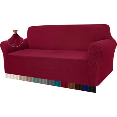 Granbest Hochlehn-Sofabezug Weinrot 4-Sitzer, moderner Jacquard-Sofaüberwurf