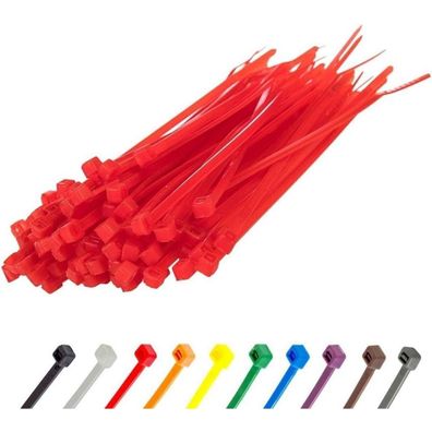 Gocableties Kabelbinder Rot, 150 mm x 3,6 mm, 100 Stück, UV Beständig, 18,2 kg