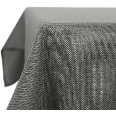 Deconovo Leinenoptik Tischdecke, wasserabweisend mit Lotuseffekt, 140x250 cm