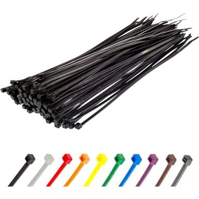 Gocableties Kabelbinder Schwarz, 300 mm x 3,6 mm, 100 Stück, UV Beständig, 18,2