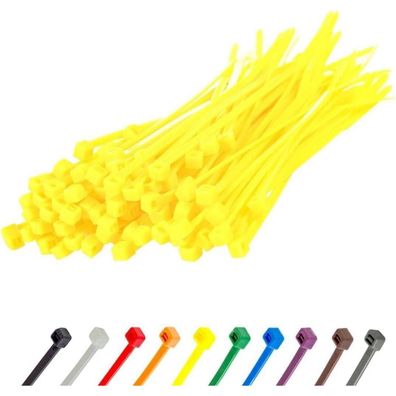 Gocableties Kabelbinder Gelb, 100 Stück, 100 mm x 2,5 mm, 8,1 kg Zugfestigkeit
