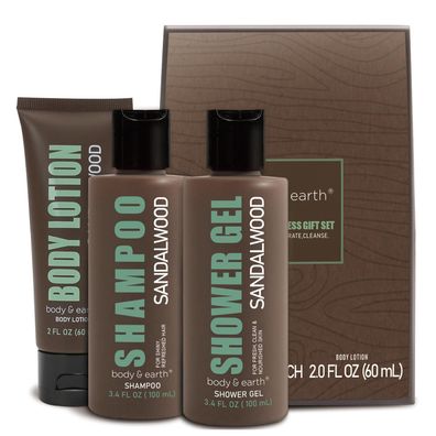 BODY & EARTH Duschgel Männer 3-teiliges Set mit Sandelholz Duft - Perfektes