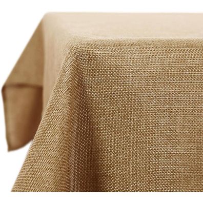 Deconovo Tischdecke Wasserabweisend Leinenoptik 132x229 cm Ockerbraun