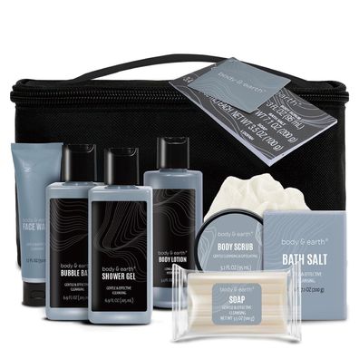 BODY & EARTH Herren Geschenkset mit Leder Duft, 8-teilig, ideal als