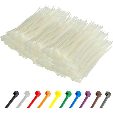 Gocableties Kabelbinder 1000 Stück Weiß/Naturfarben Transparent, 200 mm x 2,5