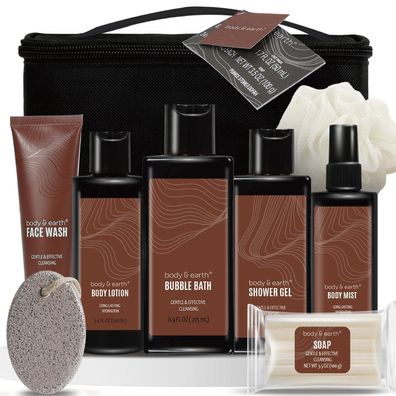 BODY & EARTH Geschenkset für Männer, 8-teiliges Sandelholz Duft Herren