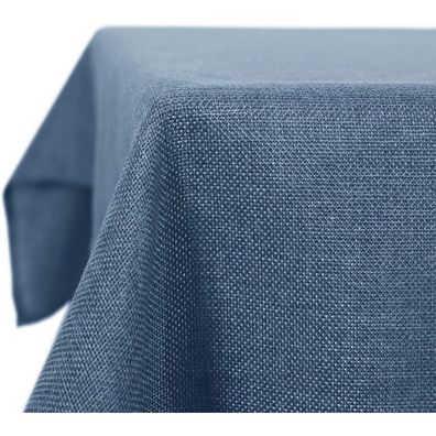 Deconovo Tischdecke mit Lotuseffekt, wasserdicht, Leinenoptik, 130x220 cm, Blau