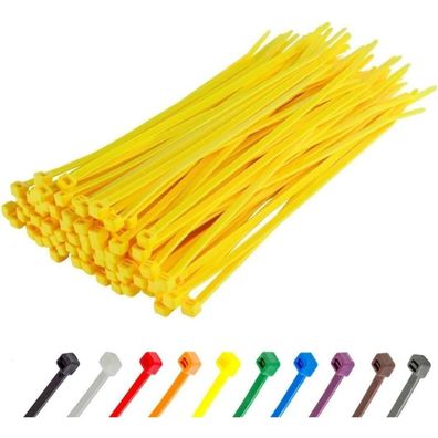 Gocableties Kabelbinder Gelb, 300 mm x 4,8 mm, 100 Stück, UV Beständig, 22,2 kg