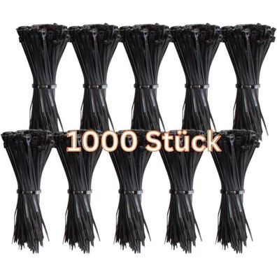 Gocableties Kabelbinder Schwarz, 1000 Stück, 100mm x 2,5mm, 8,1 kg