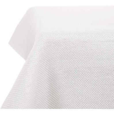 Deconovo Leinenoptik Tischdecke 178x132 cm Weiß - Wasserabweisend & Abwaschbar