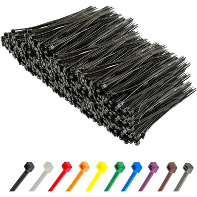 Gocableties Kabelbinder Schwarz 1000 Stück, 150 mm x 3,6 mm, UV Beständig, 18,2