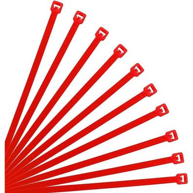 XINGO Kabelbinder Rot, 250mm x 3.6mm, 500 Stück, UV-beständig, 18,2 kg