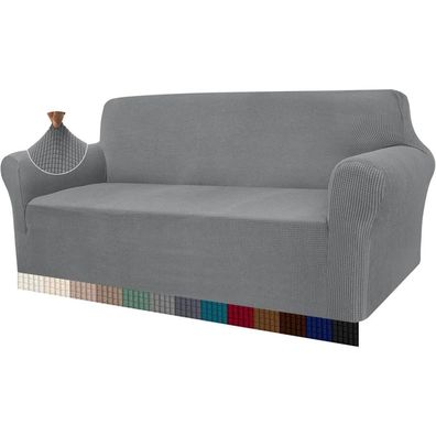 Granbest High Stretch Sofabezug 4 Sitzer, Hellgrau - Moderner Jacquard