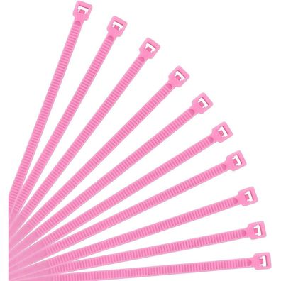 XINGO 500 Stück Kabelbinder Rosa, 250mm x 3.6mm, 18,2 kg Zugfestigkeit