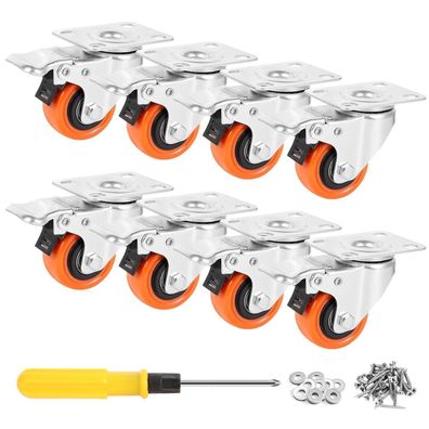 WBD Weibida 50mm Lenkrollen mit Bremse, Schwerlast Polyurethan Rollen, 68KG