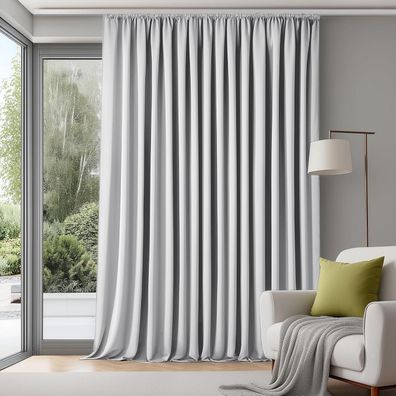 Deconovo Extra Breite Gardinen Wohnzimmer mit Kräuselband, Blickdicht