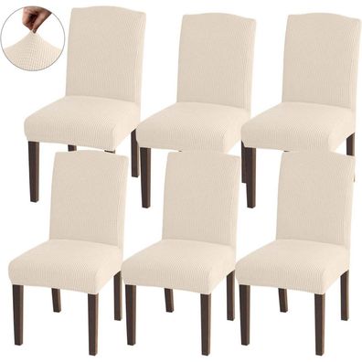 Granbest Stuhlhussen Jacquard Hochdehnbar für Esszimmerstühle, Set 6, Beige