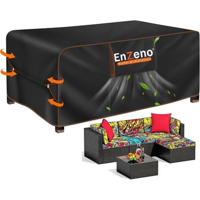 Enzeno 200x200x90cm Abdeckplane für Gartenmöbel, 420D Oxford Gewebe