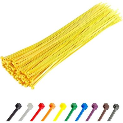 Gocableties Kabelbinder Gelb, 370 mm x 4,8 mm, 100 Stück, UV Beständig, 22,2 kg